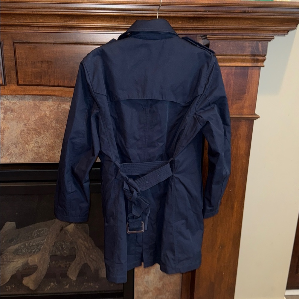 Navy blue short trenchcoat preppy classic nautical timeless high quality est S - Picture 12 of 14